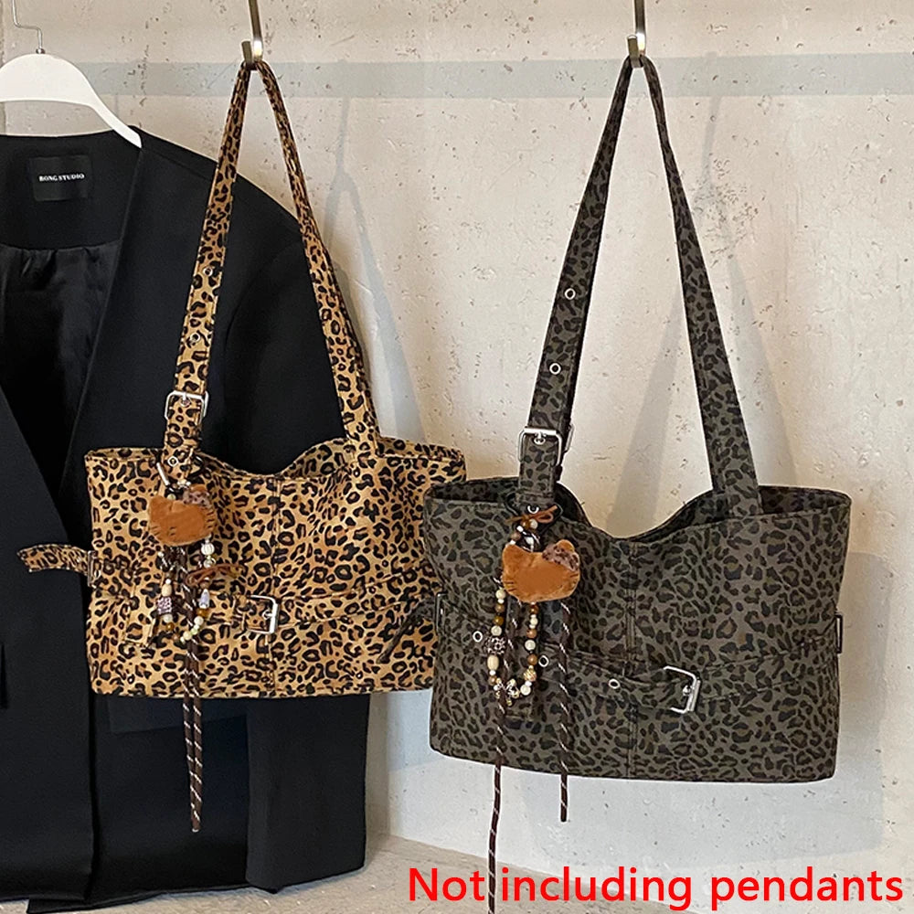 Bolso de Hombro Grande con Estampado Leopardo para Mujer