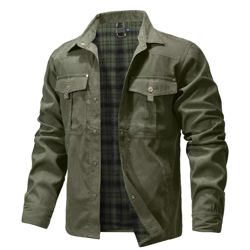 Chaquetas para hombre, camisa forrada de franela de primavera, abrigo, sudadera informal con botones a presión, estilo vaquero occidental, Top de alta calidad, talla estadounidense