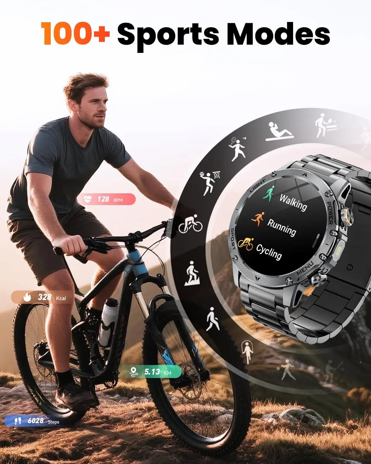 T-REX3 Reloj Inteligente Militar 10ATM Linterna