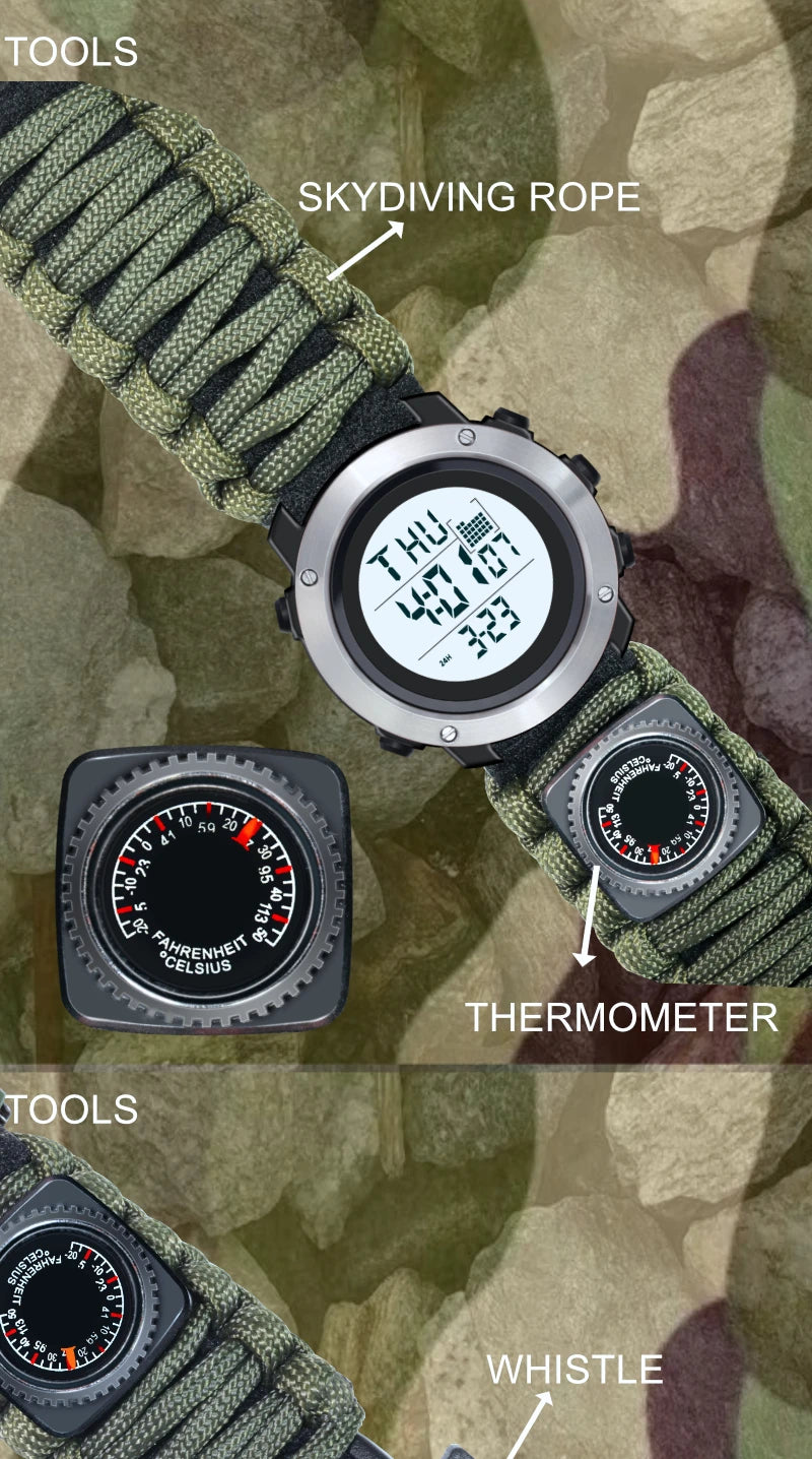 Reloj Digital Deportivo SHIYUNME con Brújula, Termómetro y LED Militar
