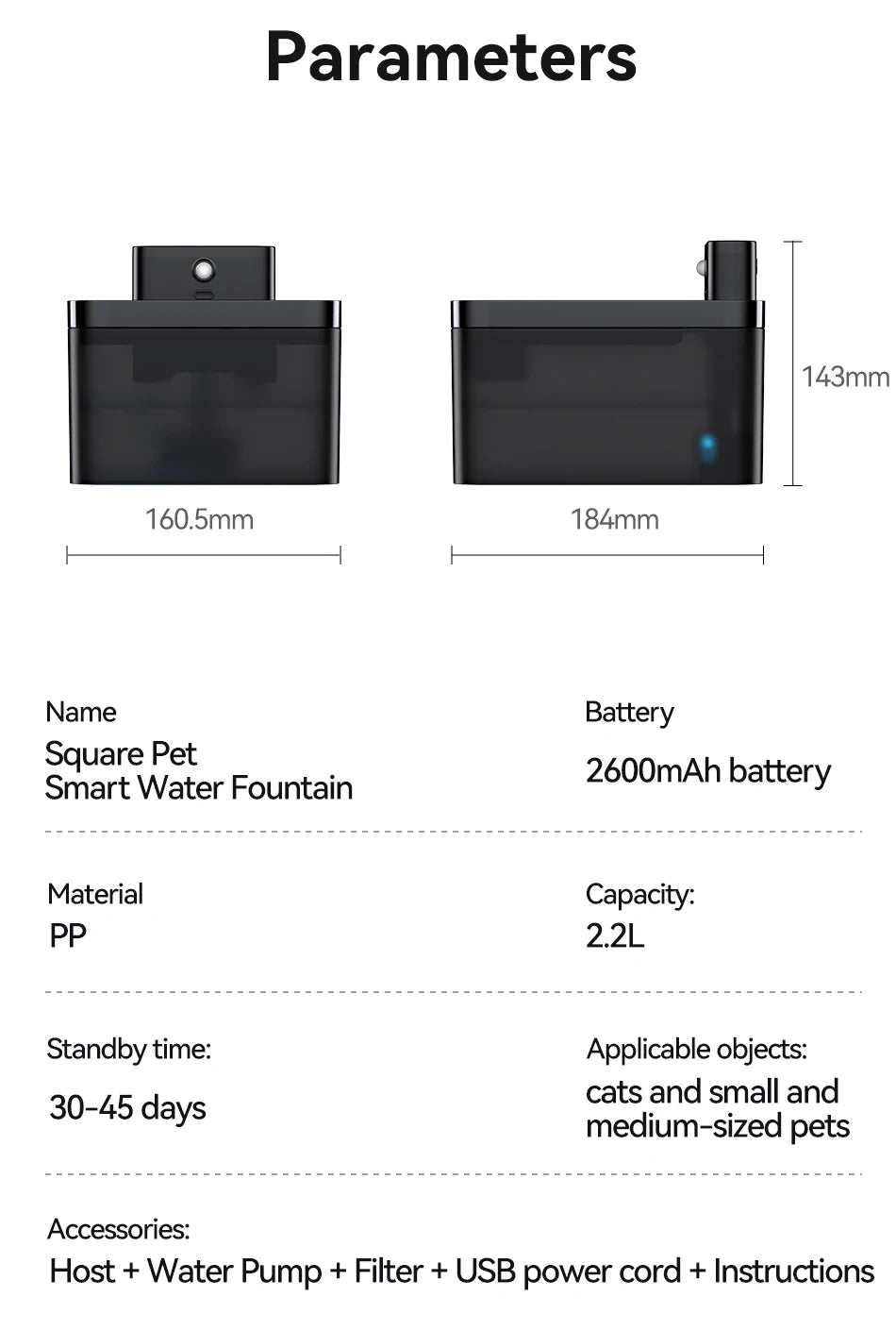 ROJECO-fuente de agua automático inalámbrico para gatos, dispensador de agua para mascotas de 2600mAh, Sensor infrarrojo para perros y gatos, bebedero inteligente para mascotas