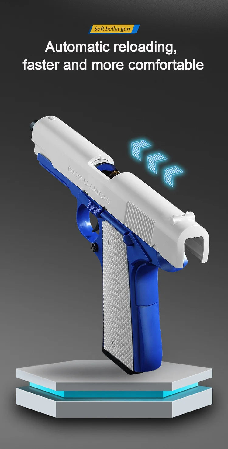 Pistola de juguete M1911 con balas de espuma, expulsión de casquillos, lanzador de dardos de espuma, arma de airsoft manual con silenciador para niños y adultos