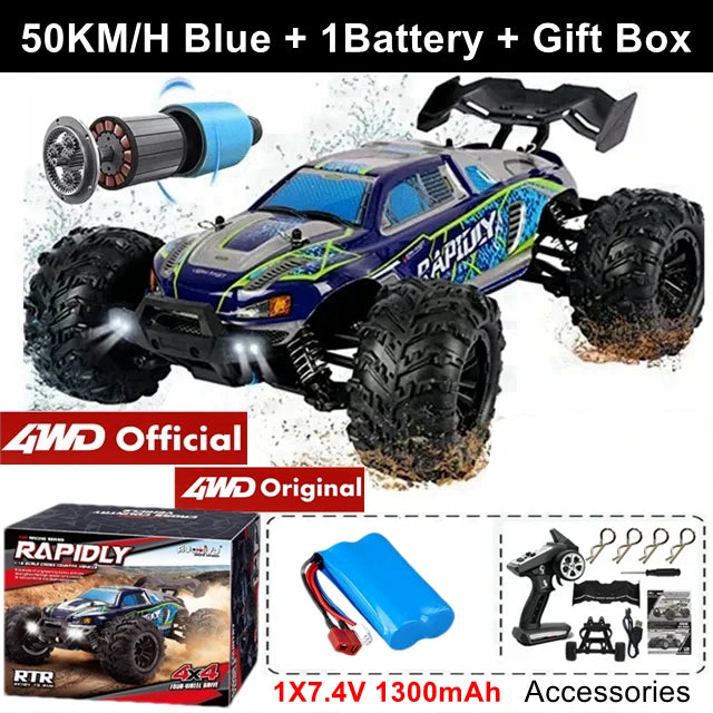Coche Todoterreno RC 4WD sin Escobillas, Alta Velocidad 50-80 KM/H