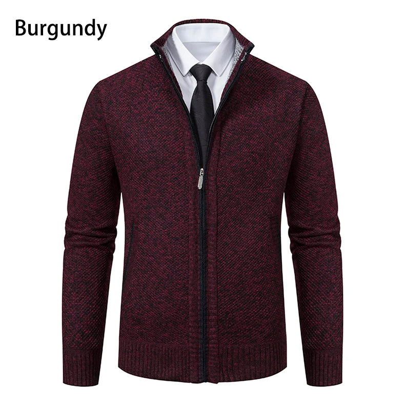 Buzo Cárdigan con Cremallera para Hombre – Cuello Alto y Forro Polar