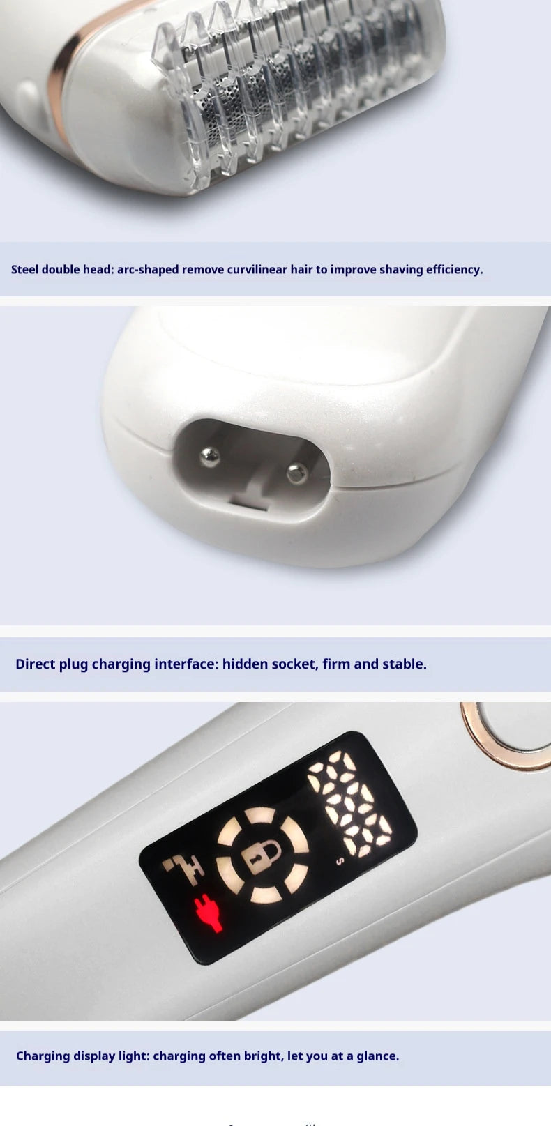 Maquinillas de Afeitar Eléctricas para Mujer, Depiladora Facial, Depilación sin Dolor, Cuchilla de Afeitar Corporal para Brazos, Manos, Piernas, Bikini, Depiladora