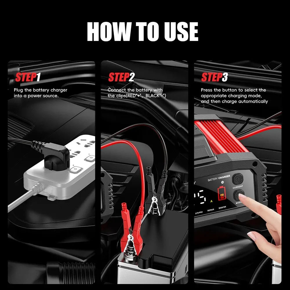 Cargador de Batería Inteligente 25A/15A | 12V-24V | GEL AGM LiFePo4