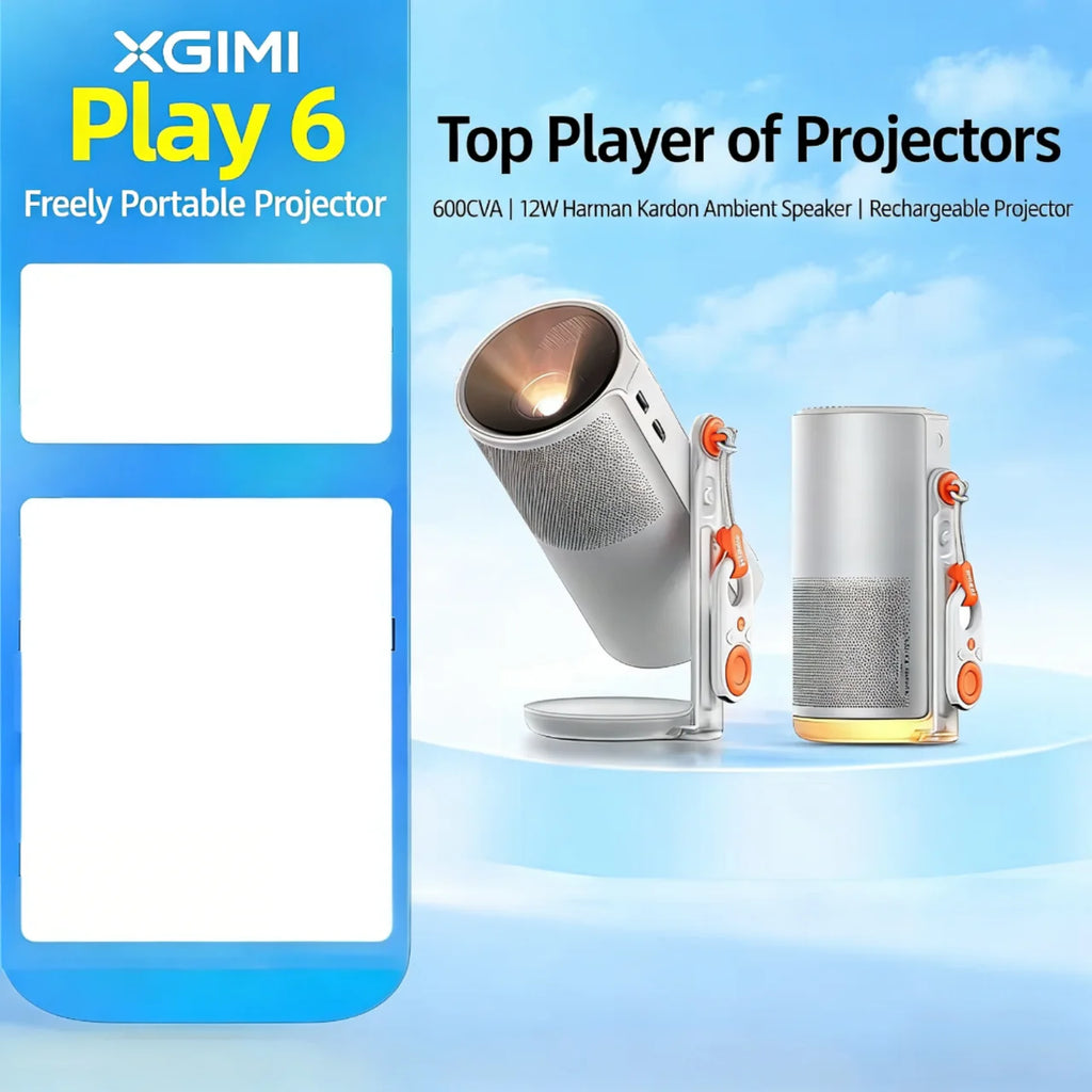 Proyector XGIMI Play 6 DLP 1080P con Batería de 20000 mAh, 600 CVIA Lúmenes, Cine en Casa, Apto para Camping y Uso Doméstico