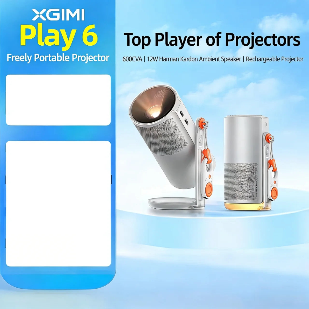 Proyector XGIMI Play 6 DLP 1080P con Batería de 20000 mAh, 600 CVIA Lúmenes, Cine en Casa, Apto para Camping y Uso Doméstico