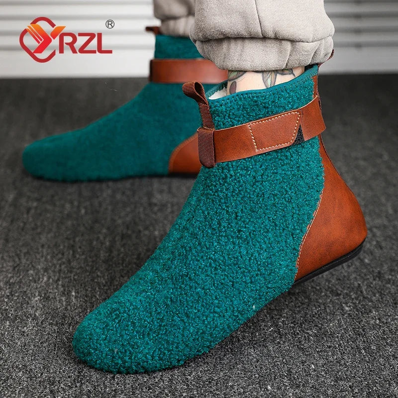 YRZL, zapatos para hombre, botas de invierno para hombre, zapatillas cálidas para hombre, zapatos planos suaves antideslizantes, zapatos casuales para hombre, cómodas zapatillas de interior para el hogar para hombre