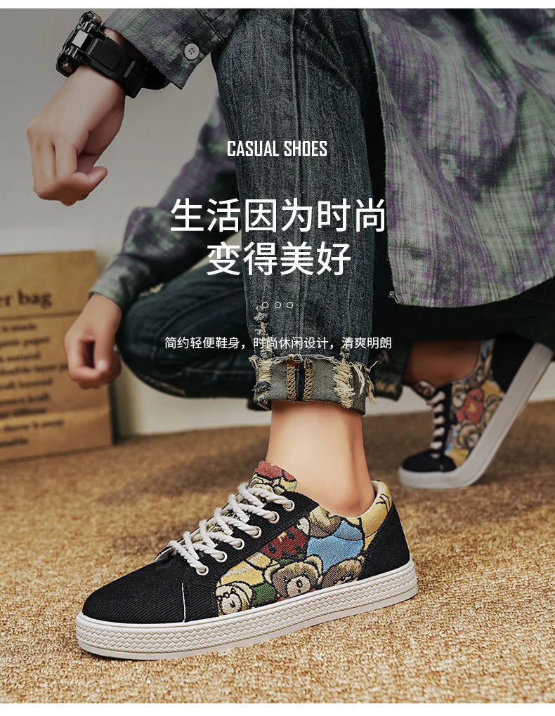 Zapatos informales de tela para hombre, zapatos para caminar al aire libre, ligeros y transpirables, para primavera y verano, zapatos planos cómodos y a la moda para jóvenes