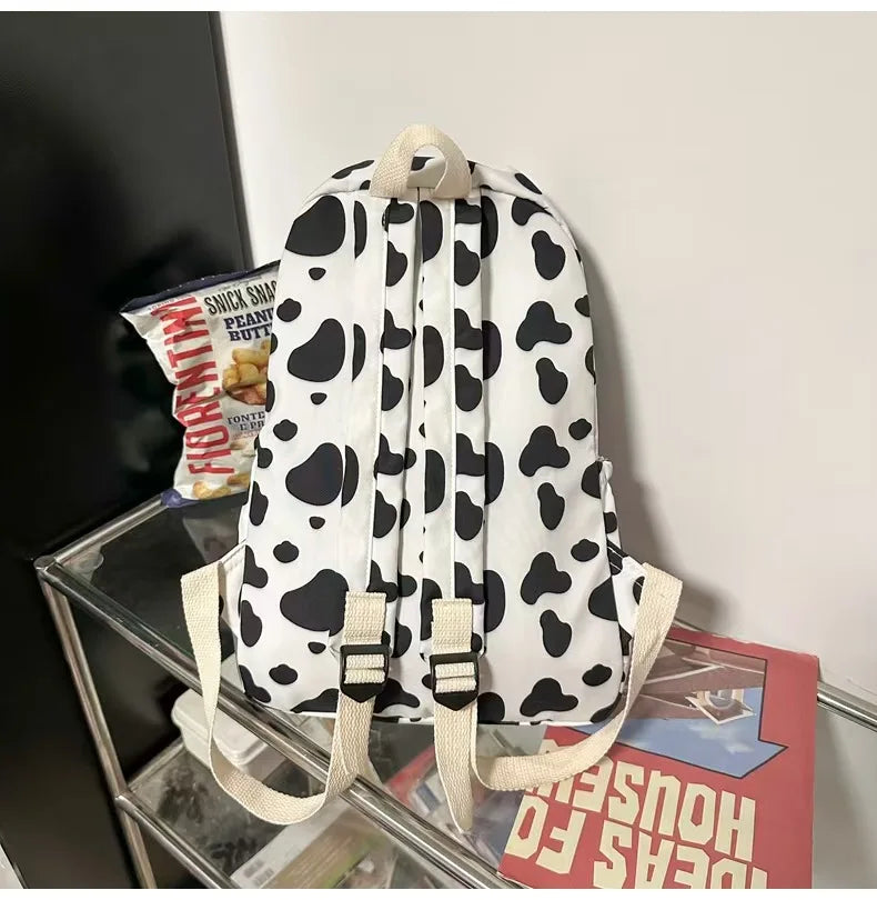 Mochila Escolar de Moda con Estampado de Vaca para Niños