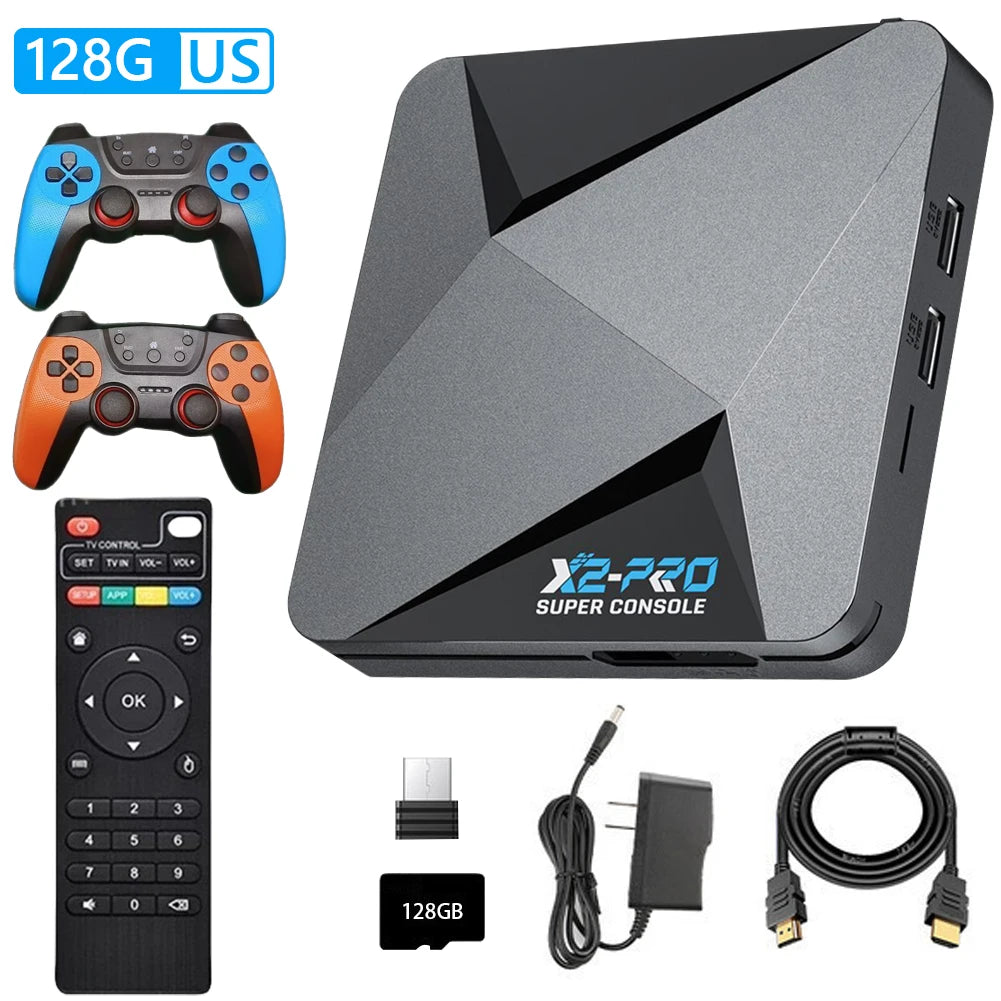 Consola de videojuegos Retro X2 Pro TV Box más de 100000 juegos con 2 Gamepads Super Console 4K 60+ emuladores de juegos para DC/Arcade/MAME/Sega