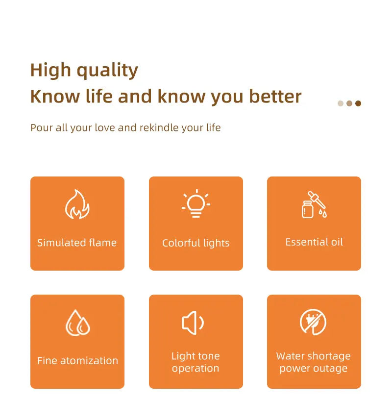 Máquina de Aromaterapia con Llama y Luz Ambiente