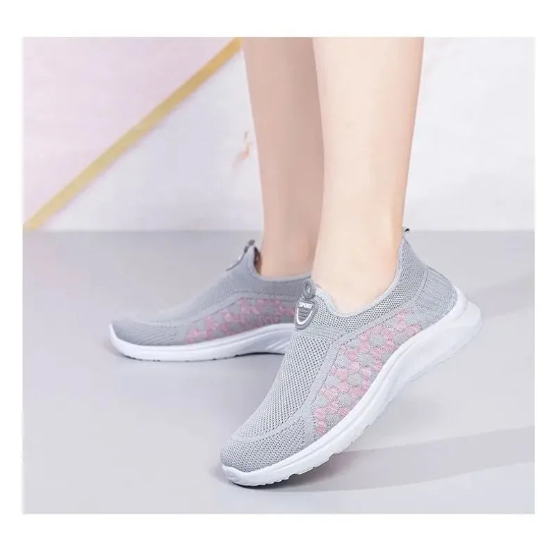 Zapatillas de malla a cuadros para mujer, livianas y cómodas para caminar