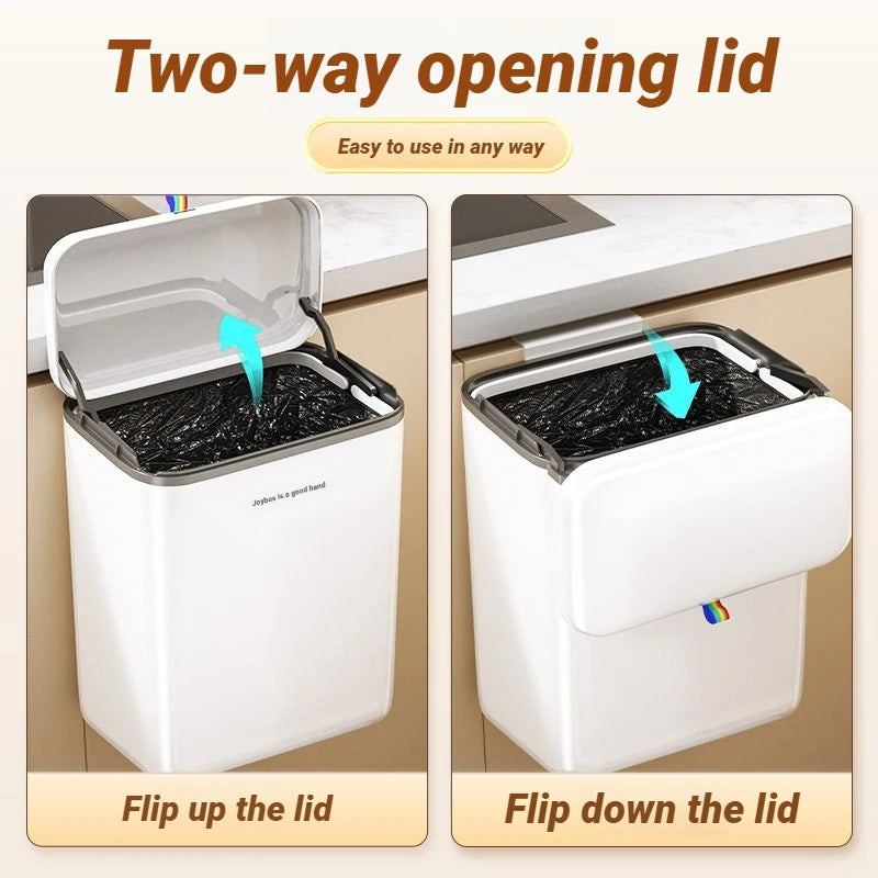 Cubo de basura de pared Joybos 12L con tapa deslizante para baño y cocina