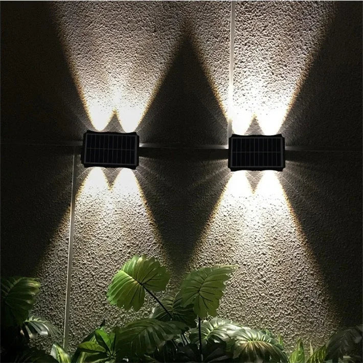 Lámpara Solar de pared para exteriores, luz LED Solar impermeable hacia arriba y hacia abajo, iluminación luminosa, luces decorativas para balcón, patio y jardín