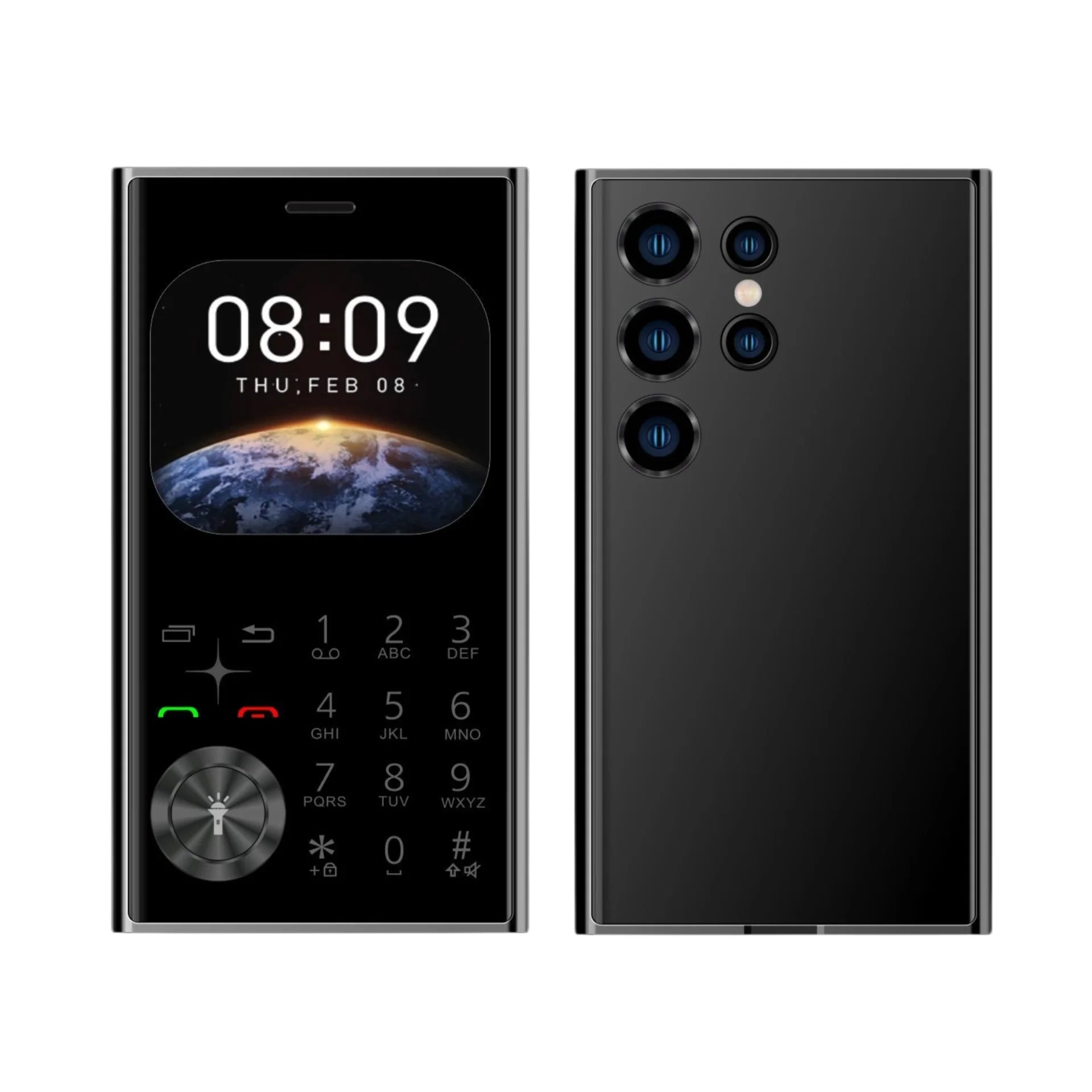 Mini teléfono de tamaño de tarjeta de crédito desbloqueado, doble SIM, pantalla ultrafina de 2,0 ", cambiador de voz para teléfono móvil, linterna con esfera de velocidad