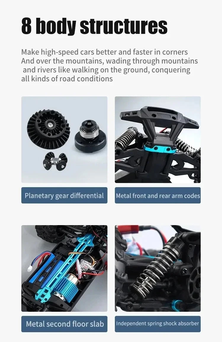 JJRC -Q130 sin escobillas de alta velocidad 70 KM/H4X4 todoterreno 2,4G 4WD Control remoto RC coche 4WD Racing Monster Racing Boy juguete para regalo 1:16
