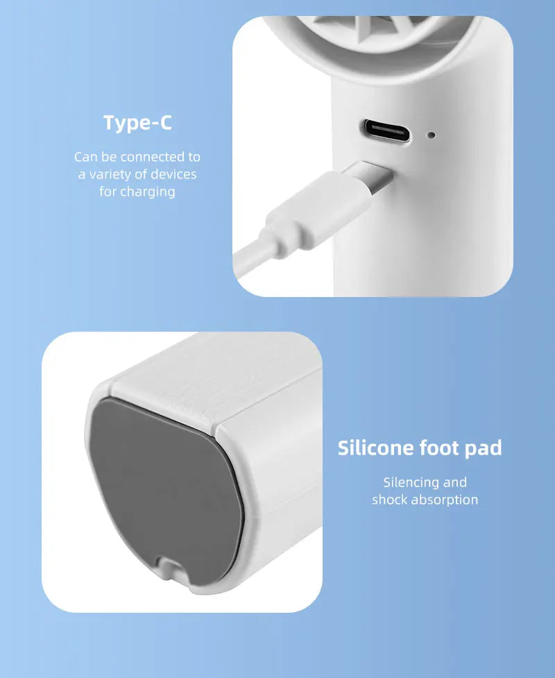 Ventilador portátil de mano, Mini ventilador de carga USB para el hogar de 1800mAh, carga USB de alta velocidad, ventilador de mano de refrigeración para acampar al aire libre