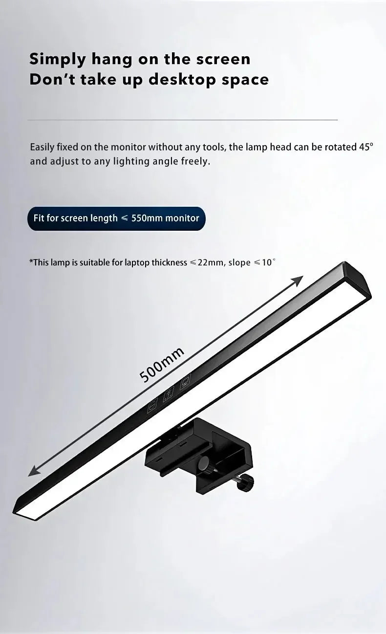 Barra de Luz LED para Monitor PC, Regulable 33cm/50cm, Alimentada por USB