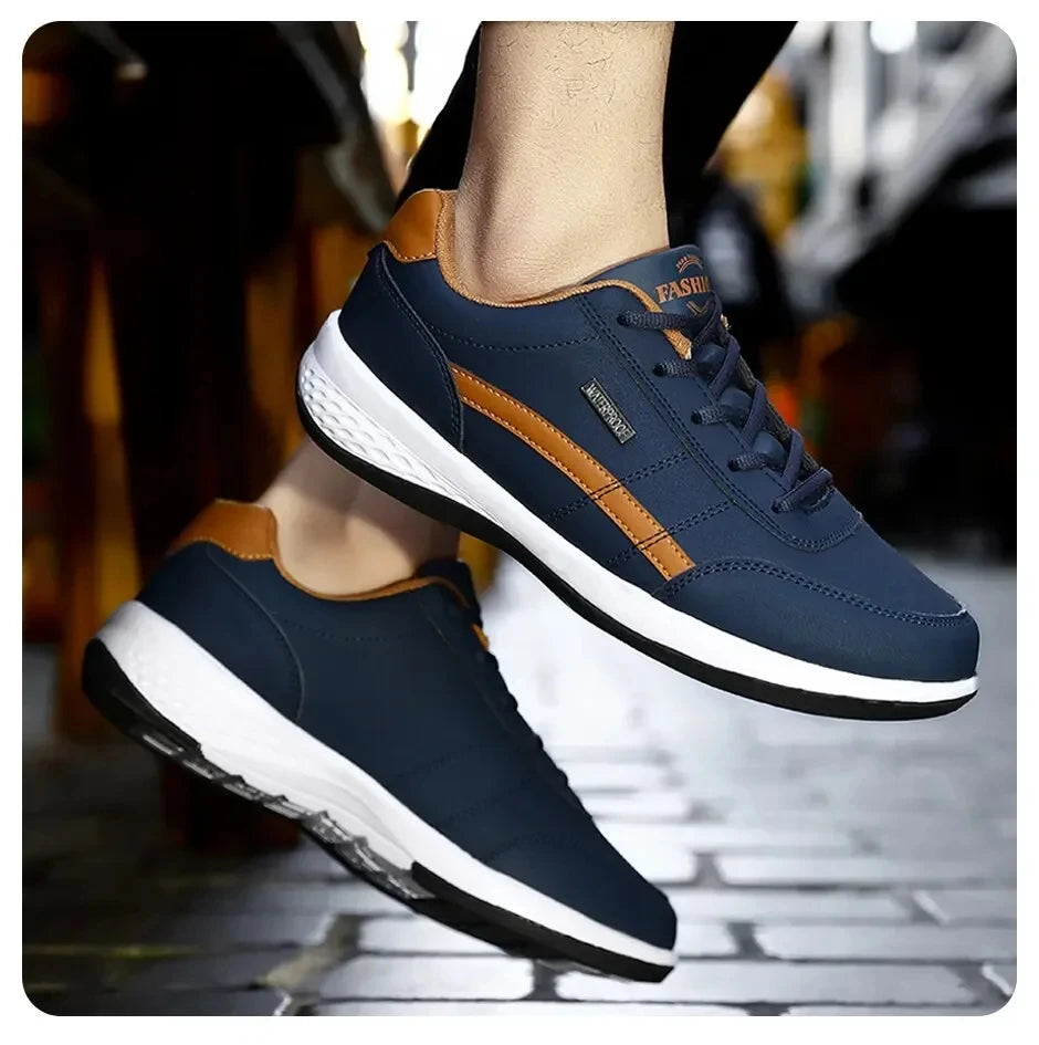 Zapatillas de deporte para hombre, zapatos deportivos informales, zapatos de cuero para caminar al aire libre para hombre, fondo suave para las cuatro estaciones