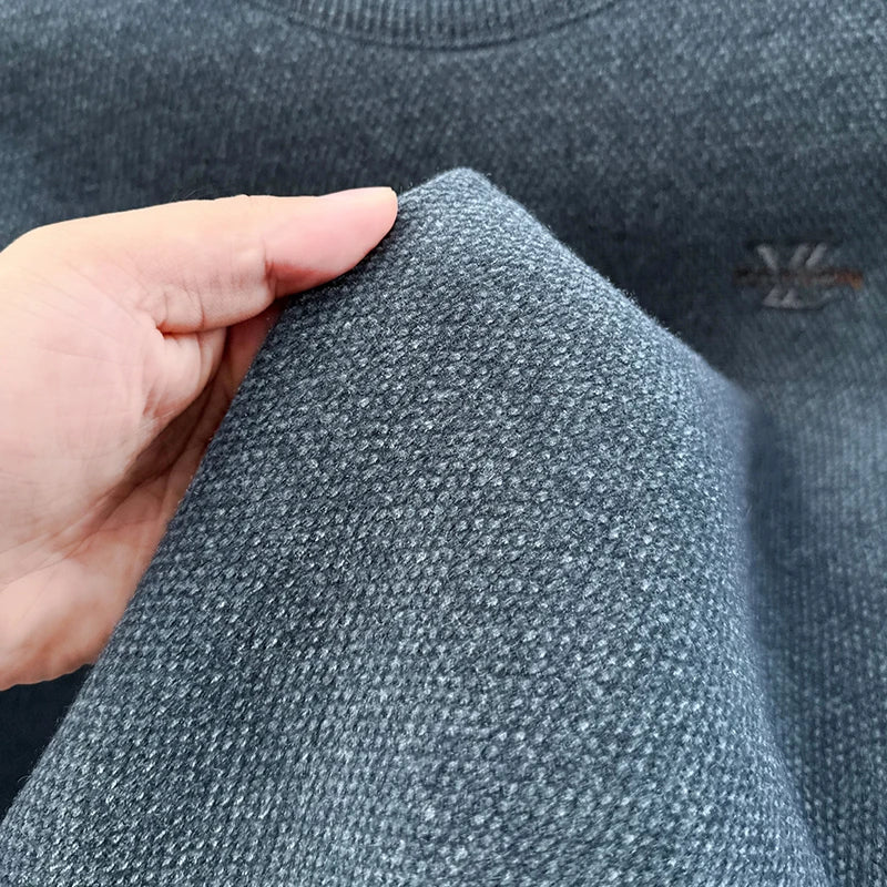 Suéter de Hombre Cuello Redondo Grueso de Invierno Color Sólido