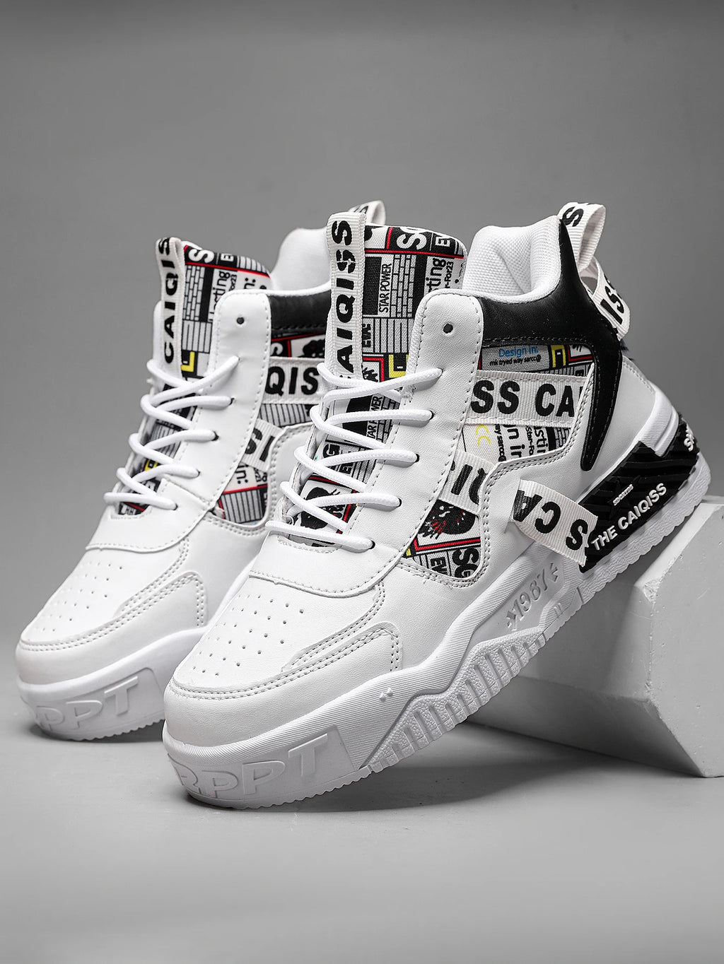 Zapatillas de plataforma con grafiti para hombre, estilo urbano, con cordones