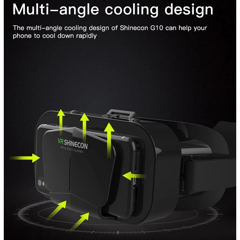 Shinecon-gafas VR con auriculares 3D, dispositivos de realidad Virtual, lentes Viar, gafas para teléfono inteligente, juegos inteligentes, visor móvil