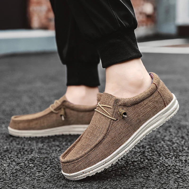 Zapatos informales de marca para hombre, zapatos de lona vaqueros a la moda, zapatos planos transpirables para caminar para hombre, zapatos ligeros de talla grande para exteriores, mocasines
