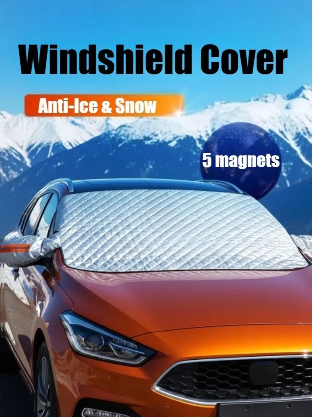 Cubierta de nieve de invierno para coche para hielo y nieve, cubierta de nieve para parabrisas de coche, anticongelante y anti escarcha de invierno, adecuada para la mayoría de los coches