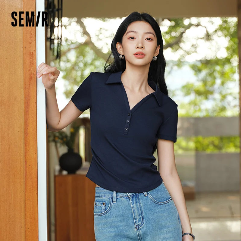 Camiseta Polo de Mujer, Corte Corto, Manga Corta