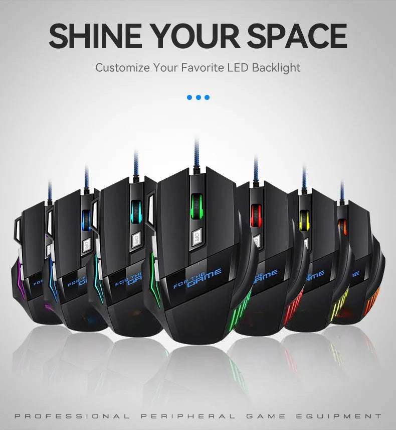 1 unidad, nuevo ratón USB para juegos Hyperspeed, ratón ergonómico retroiluminado RGB para juegos, ratón con cable 7D Esports para ordenador portátil y Gamer