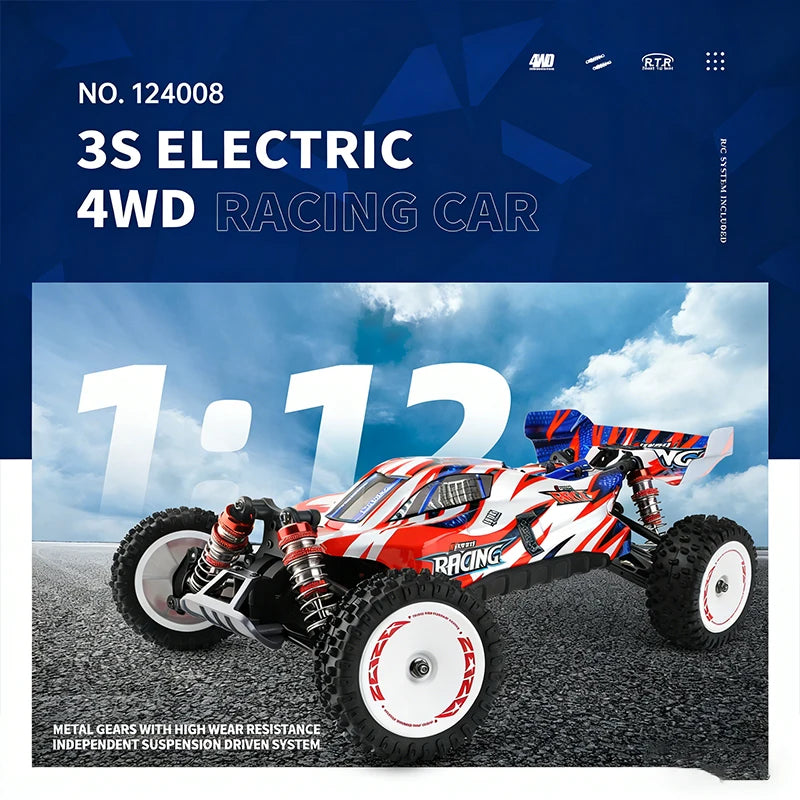 WLtoys 1/12 Autos RC 124008 124010 2.4G de Alta Velocidad   Coche de carreras teledirigido sin escobillas 4WD 60km/h, juguete para niños y adultos, regalo