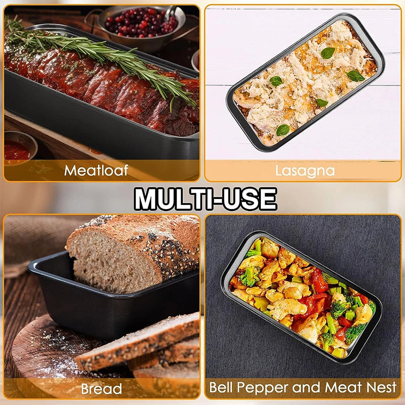 LMETJMA, sartén antiadherente para hornear pan, sartén para pan tostado de acero al carbono, utensilios de cocina rectangulares para hornear para Brownies, pan de carne JT233
