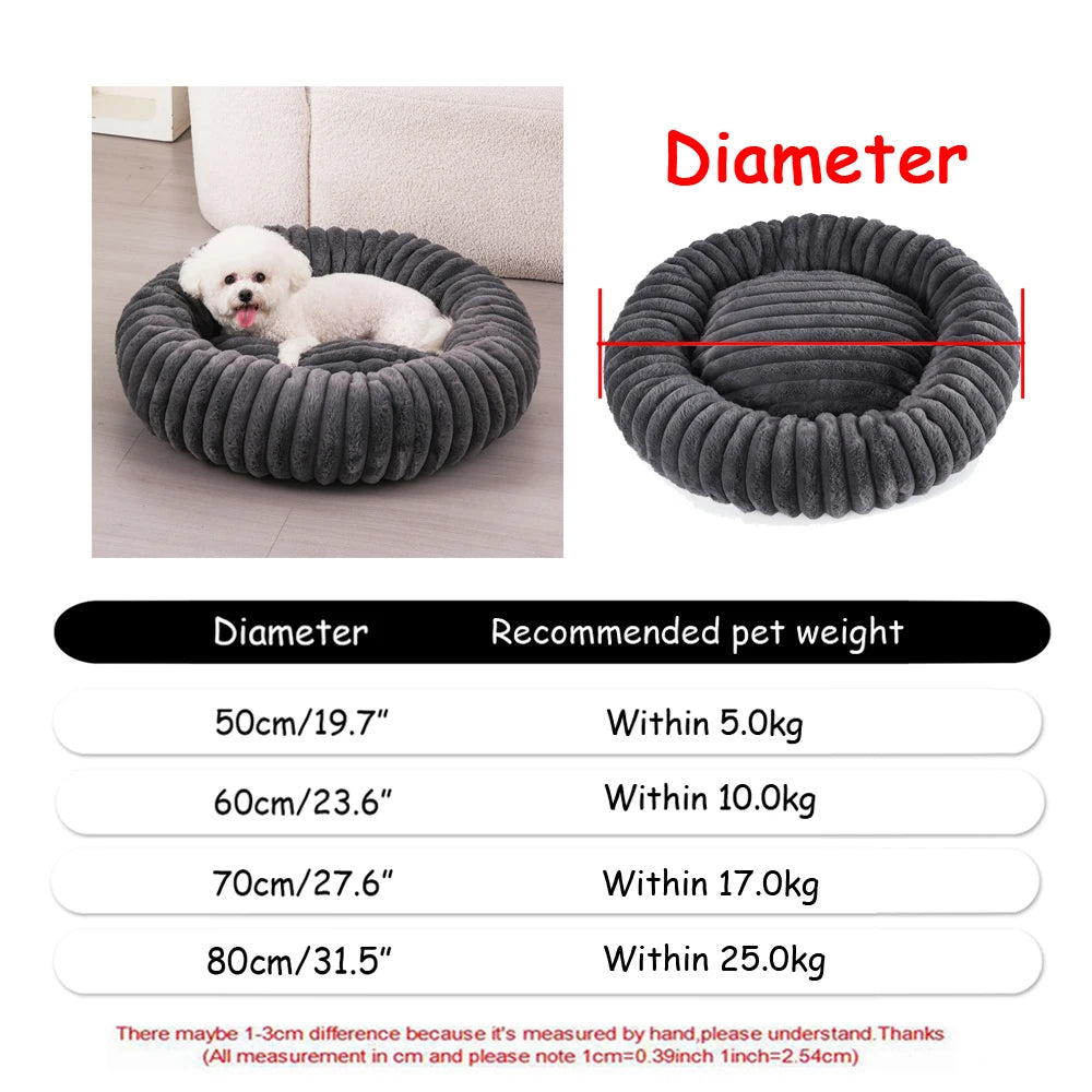 Cama Redonda de Felpa para Mascotas - Perros y Gatos