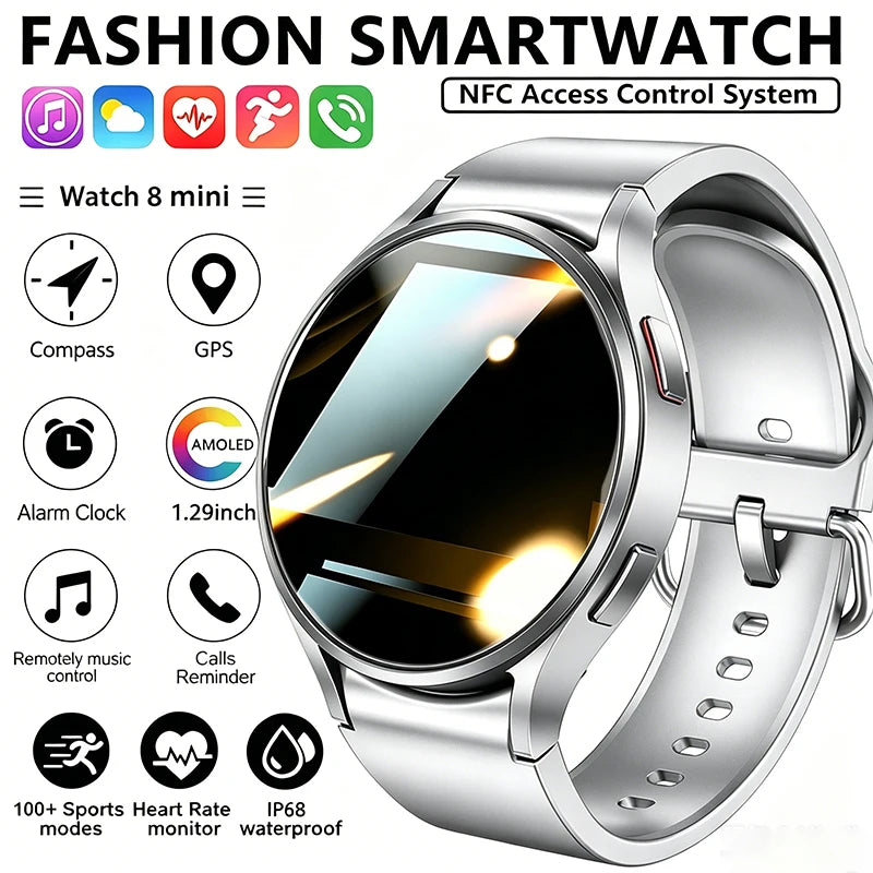 Reloj inteligente con seguimiento GPS para hombres y mujeres, reloj inteligente deportivo con frecuencia cardíaca, Bluetooth, llamada, NFC, IP68, resistente al agua, brújula, Smartwatch 7 Mini