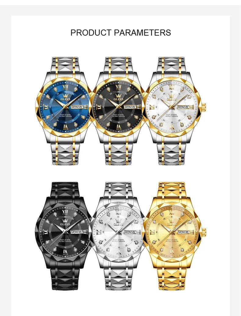 Reloj de Cuarzo OLEVS para Hombre con Calendario de Acero Inoxidable