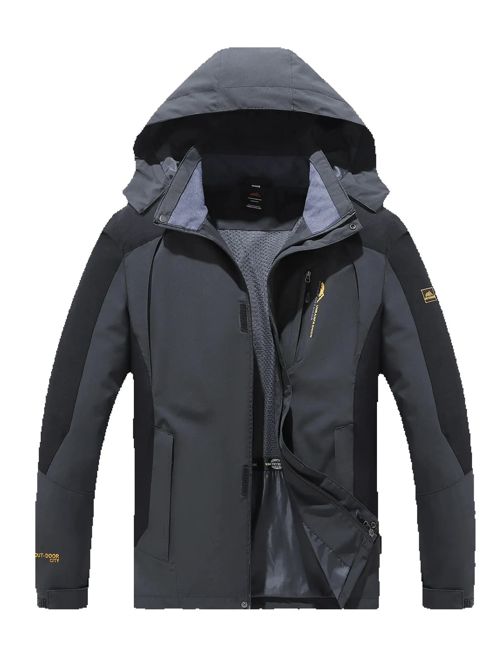 Chaqueta repelente al agua para hombre, para primavera y otoño, resistente al viento y al desgaste, con capucha desmontable, adecuada para actividades al aire libre como camping, pesca, montañismo y senderismo.