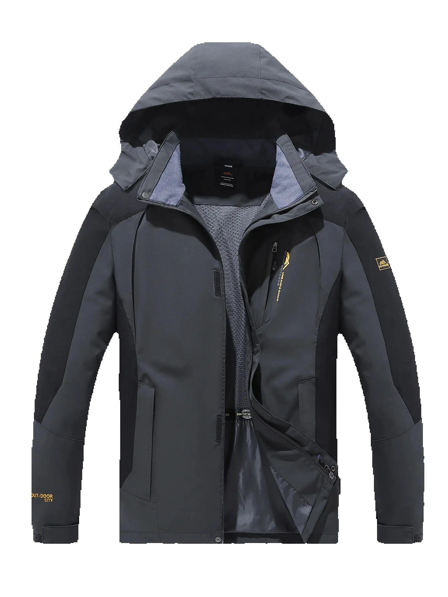 Chaqueta Repelente al Agua con Capucha Desmontable para Hombre