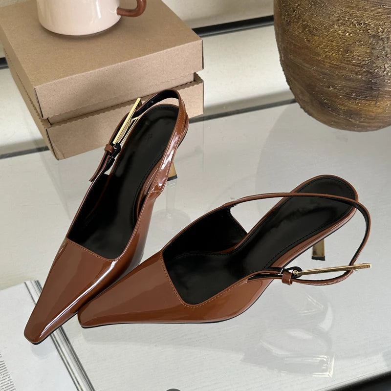 Zapatos de Tacón Alto y Fino para Mujer con Hebilla y Punta Estrecha