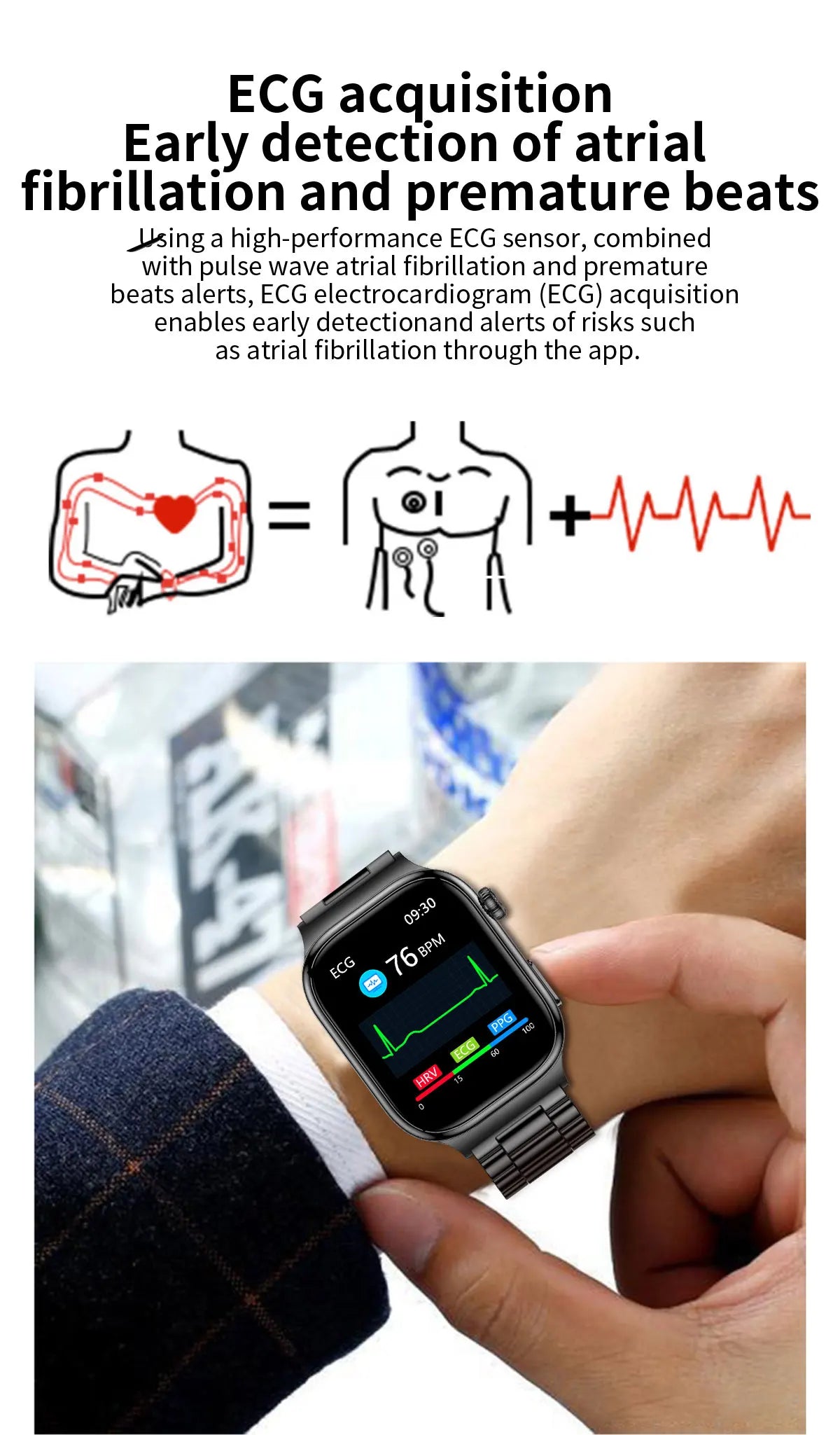 Reloj Inteligente Salud Grasa Corporal ECG