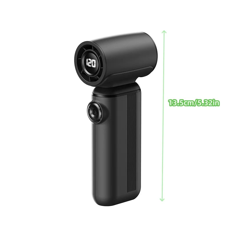 Mini Ventilador de Mano con Pantalla Digital Inteligente, Recargable por USB, Portátil, Batería de Larga Duración, Silencioso y con Viento Potente
