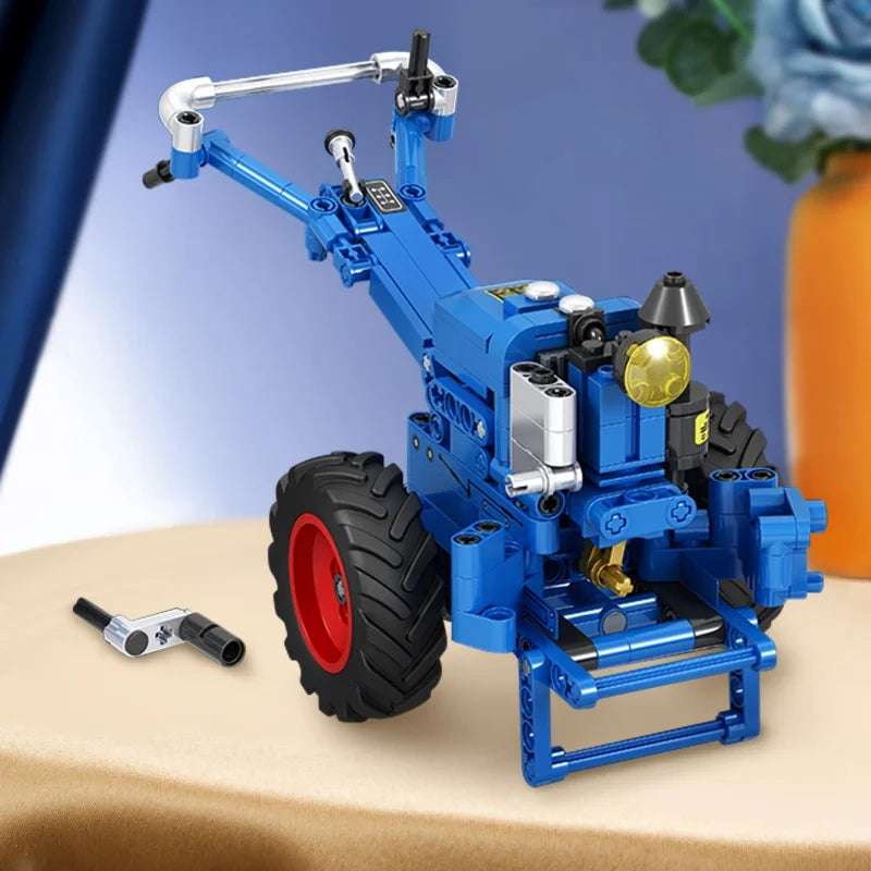 Serie de herramientas de simulación, conjunto de tractor de mano retro, bloques de construcción, detalles 1:10, restauración, diseños móviles, regalo nostálgico para niños