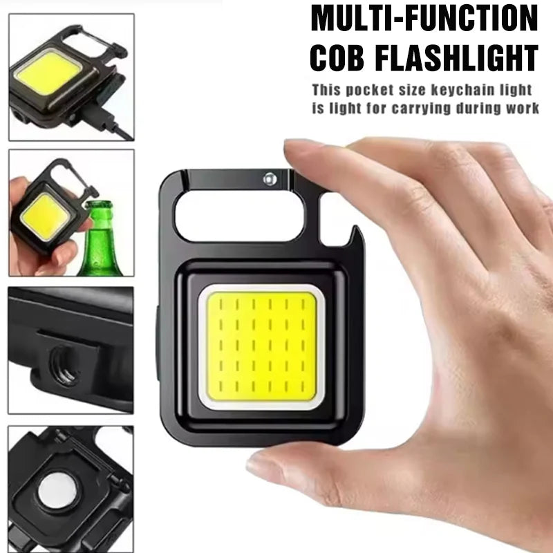 Mini Linterna COB Llavero USB Recargable para Camping