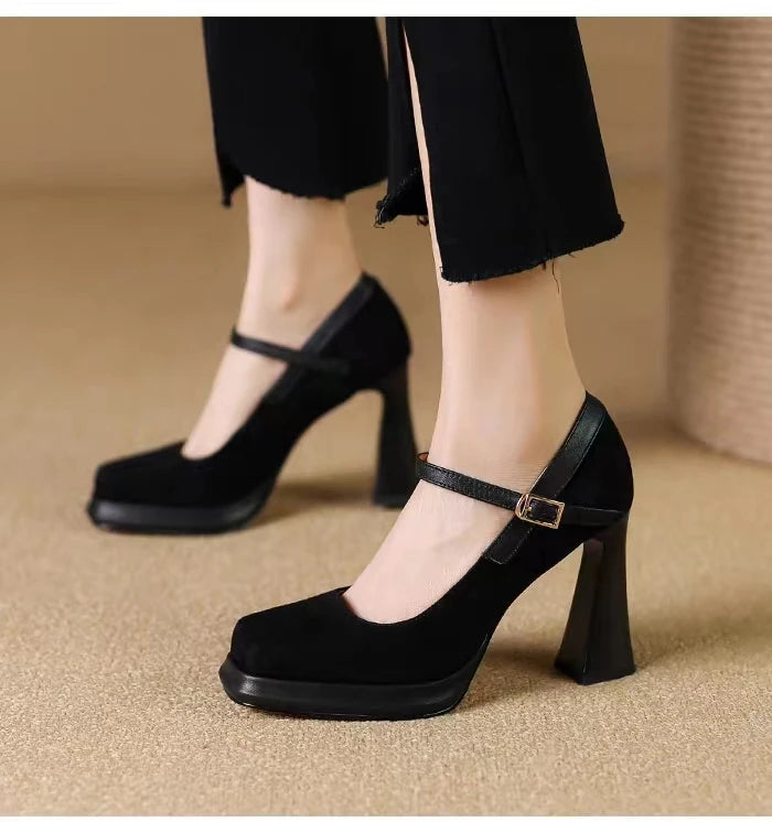 Zapatos de Tacón Alto con Plataforma para Mujer - Gamuza