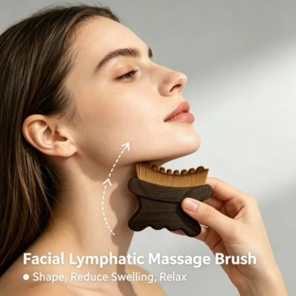 Cepillo Facial para Contorno Linfático, Herramienta Antihinchazón, Masajeador Suave para la Línea de la Mandíbula, Drenaje Linfático, Diseño Ergonómico