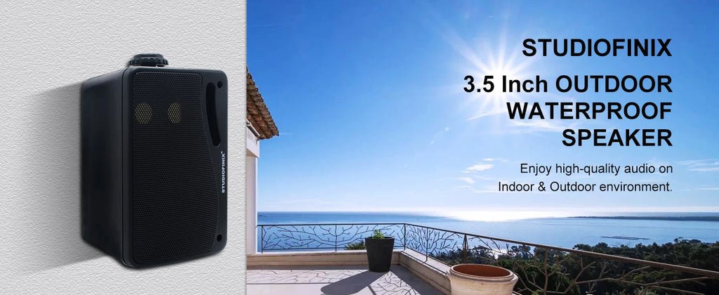 STUDIOFINIX Altavoces Pasivos de 3 Vías para Exteriores de 3.5 Pulgadas y 200W, Sonido Nítido, Cableados, Resistentes a la Intemperie, Montaje en Pared para Patio, Barco, 2 Piezas