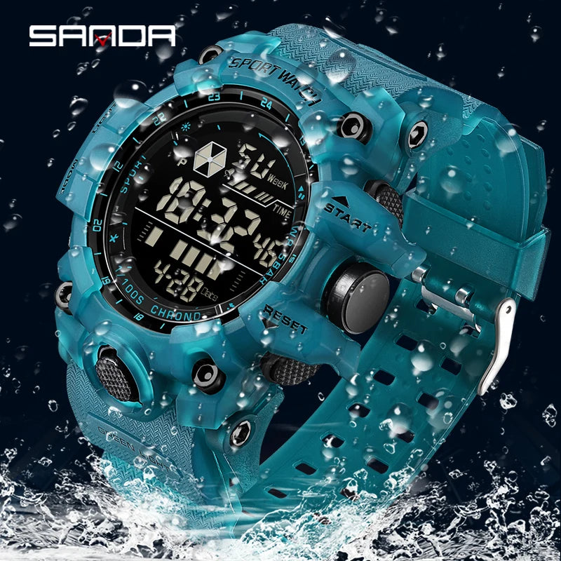 Reloj Digital LED Deportivo SANDA para Hombre, Estilo Militar, Resistente al Agua
