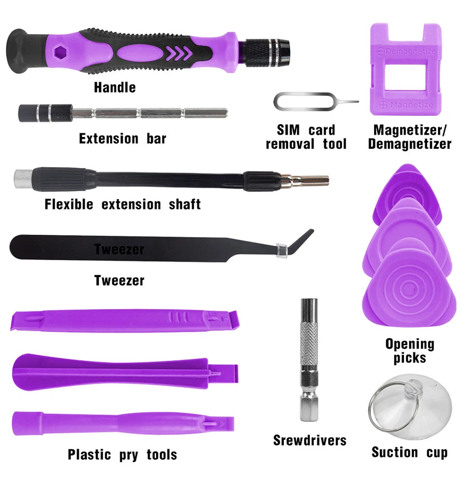 Juego de destornilladores de precisión 115 en 1, Kit de herramientas de reparación magnética multifuncional para ordenador, portátil, teléfono, MacBook, reparaciones domésticas