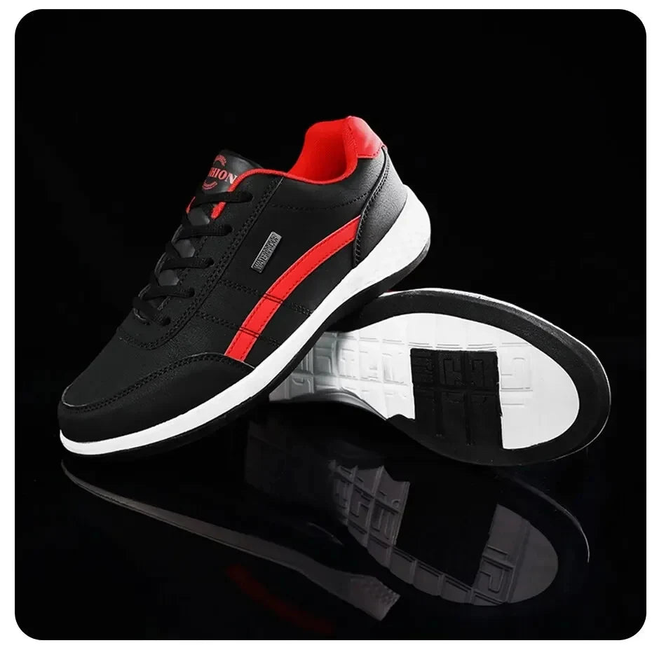 Zapatillas de deporte para hombre, zapatos deportivos informales, zapatos de cuero para caminar al aire libre para hombre, fondo suave para las cuatro estaciones
